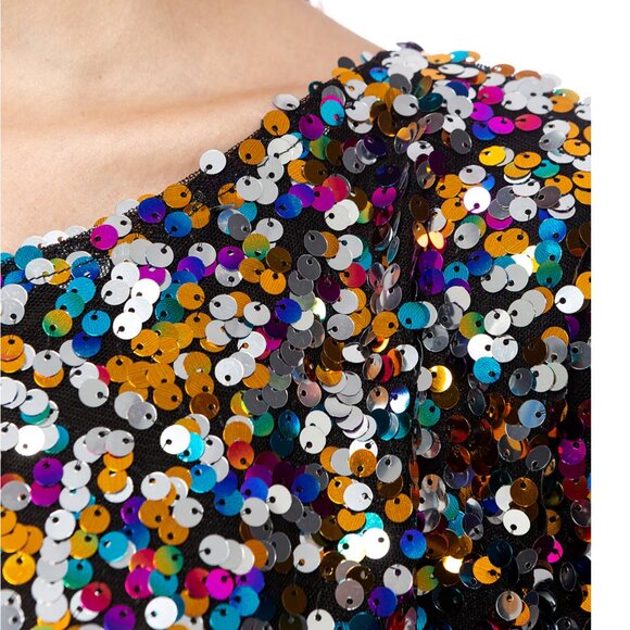 Anna-Kaci Women's Glam Off-Shoulder Multi-Colored Sequin Top Size XL - Picture 14 of 14